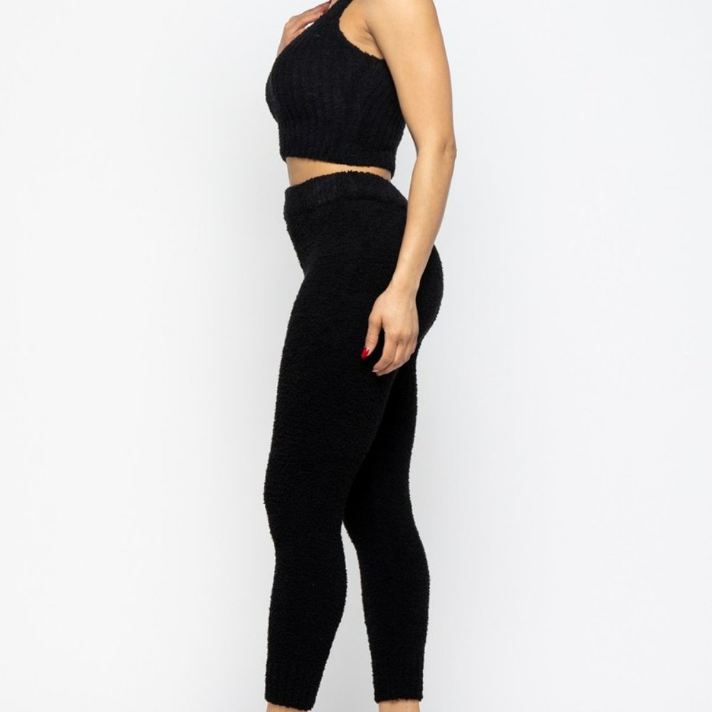 3PC Teddy Bear Lounge set Long sleeve cardigan cropped tank leggings - Picture 2 of 7